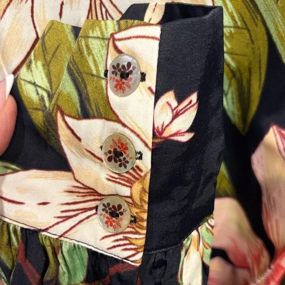 Farm Rio Black Surreal Flowers High Neck Midi Dress - Picture 7 of 8